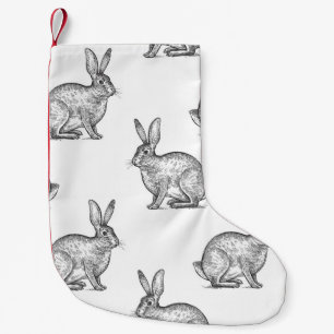 Hare or rabbit. Seamless pattern with forest anima Kleiner Weihnachtsstrumpf