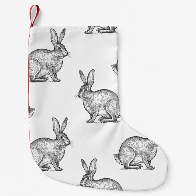 Hare or rabbit. Seamless pattern with forest anima Kleiner Weihnachtsstrumpf (Vorderseite)