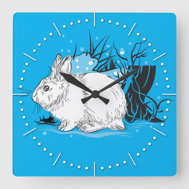 Hare Quadratische Wanduhr (Vorderseite)