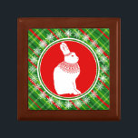 Hare Rabbit Christmas Green Kariert Tartan Erinnerungskiste<br><div class="desc">Eine bezaubernde Hasen-oder Kaninchen-Wintergrafik auf einem Hintergrund von roten und grünen Tartan-Karo mit Schneeflocken.</div>
