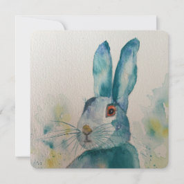 Hare Rabbit Watercolor Blue