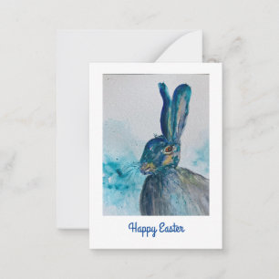 Hare Rabbit Watercolor Osteraster Mitteilungskarte