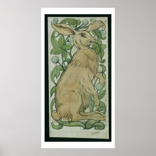 Hare (w/c auf Papier) Poster (Vorne)