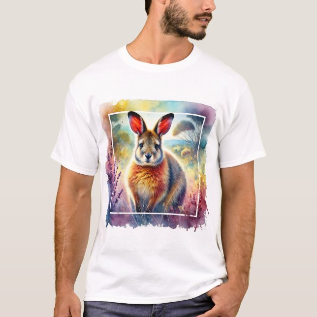 Hare Wallaby 030924AREF125 - Watercolor T-Shirt (Vorderseite)
