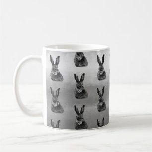 Hare zeichne schwarz-weiß kaffeetasse