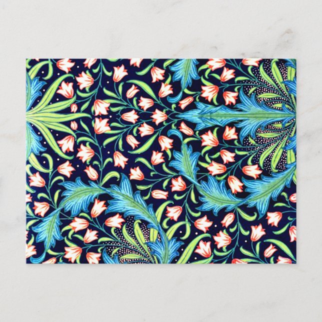 Harebell, Vintag rosa und weiße Blumenmuster Postkarte (Vorderseite)