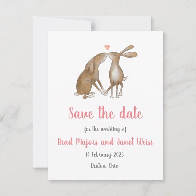 Hares Save the Date card (Vorderseite)