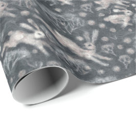 Hares Snow Field White Kanbits Winter Pattern Grau Geschenkpapier