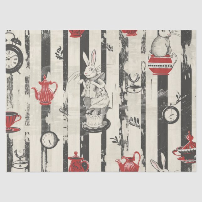 Hares Teapots Uhren Alice im Wunderland Entkopplun Seidenpapier (Vorderseite)