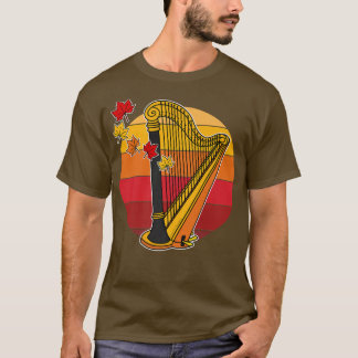 Harf Fall Harpist Herbst Erntedank String Music T-Shirt