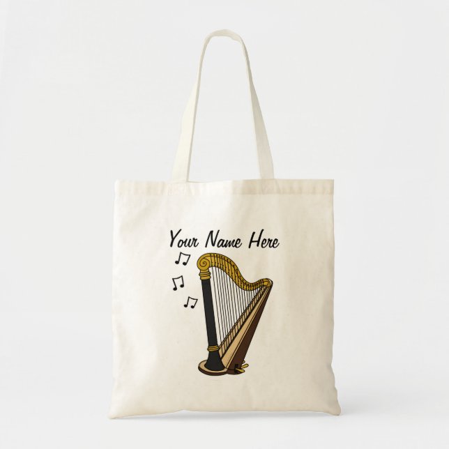 Harfe Custom Tote Bag Harpist String Musician Gesc Tragetasche (Vorne)