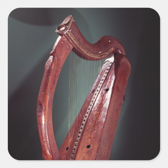 Harfe Quadratischer Aufkleber (Vorderseite)