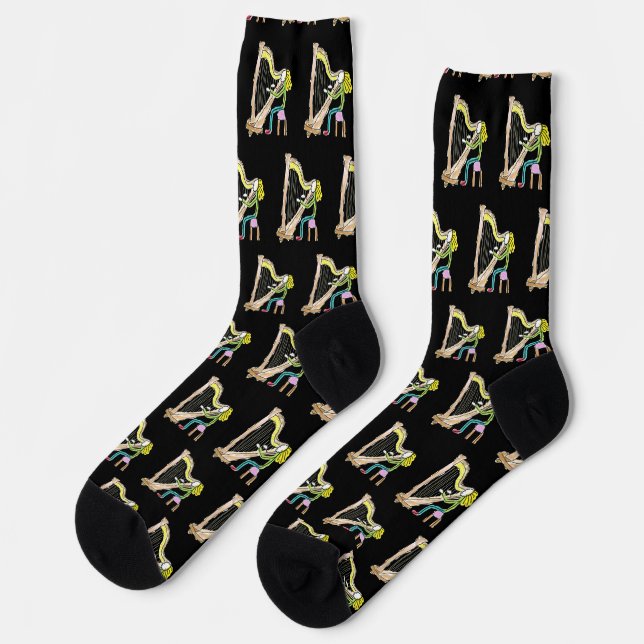 Harfe spielender Stockmann Socken (Linkes Detail)