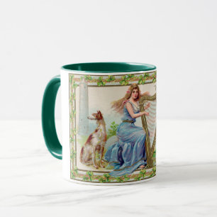 Harfe und Hund, Kleeblatt, St. Patrick's Day, Vint Tasse