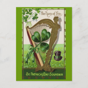 Harfe von Erin Vintage St. Patrick's Day Postkarte