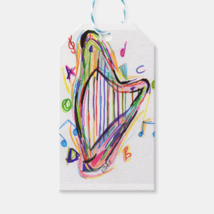 Harfen-Skizze - Regenbogen Geschenkanhänger