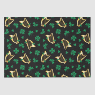 Harfen und Kleeblätter zum St. Patricks-Tag Seidenpapier