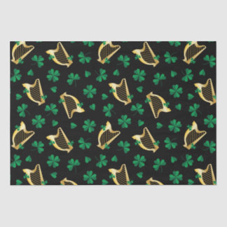Harfen und Kleeblätter zum St. Patty's Day Seidenpapier