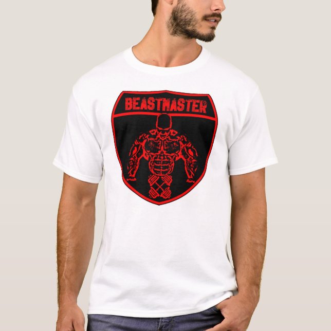 Hargis Muskel Beastmaster Dunkelheits-Schild T-Shirt (Vorderseite)