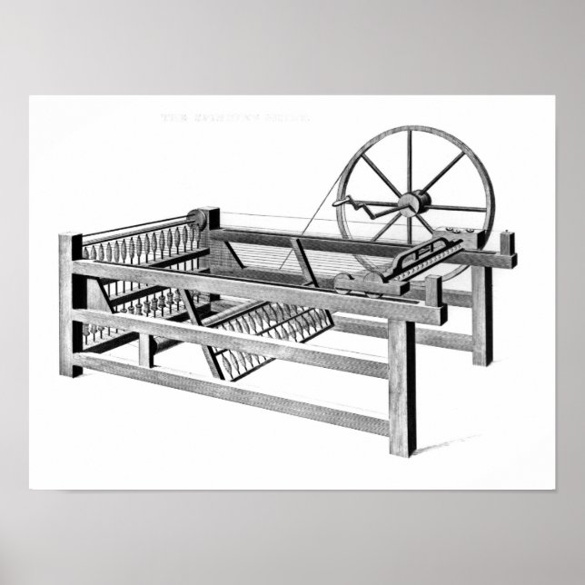 Hargreaves's Spinning Jenny, graviert von Poster (Vorne)