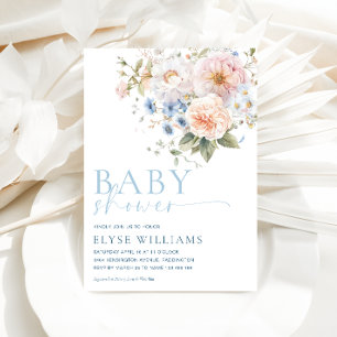 Hargrove Blue Floral Baby Dusche Einladung