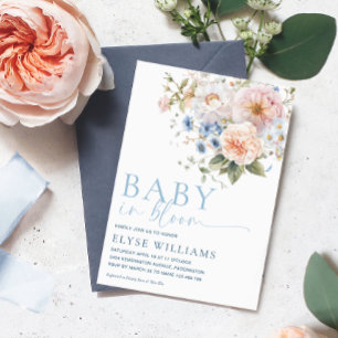 Hargrove Blue Floral Baby in Bloom Baby Dusche Einladung