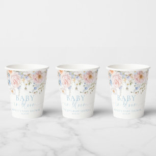 Hargrove Blue Floral Baby in Bloom Baby Dusche Pappbecher