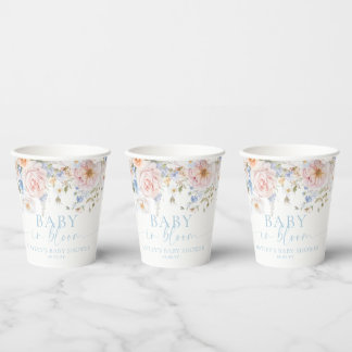 Hargrove Blue Floral Baby in Bloom Baby Dusche Pappbecher