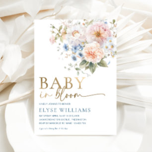 Hargrove Blue Floral Baby In Bloom Babyparty Folieneinladung