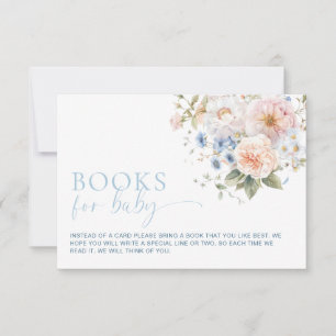 Hargrove Blue Floral Books für Baby Request Card Einladung