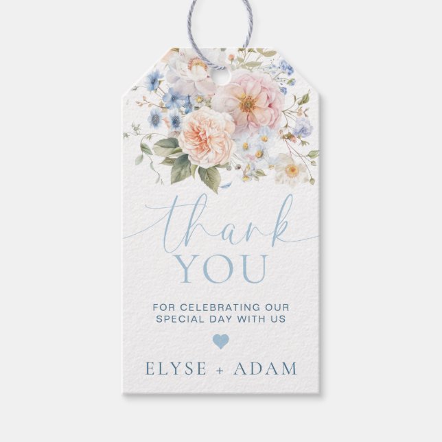 Hargrove Blue Floral Vielen Dank Geschenkanhänger (Vorderseite)