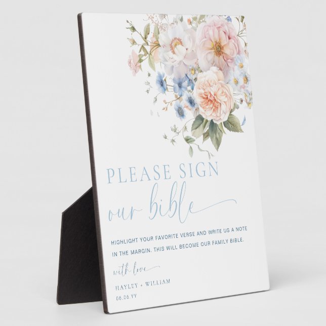 Hargrove Blue Sign Our Bible Wedding Guest Book Fotoplatte (Seite)