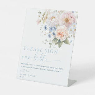 Hargrove Blue Sign Our Bible Wedding Guest Book Sockelschild