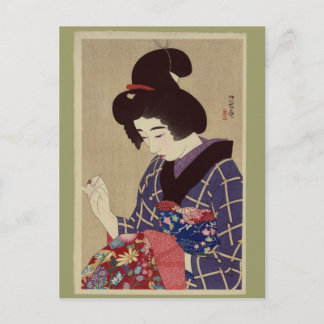 "Hari shigoto" (Nähen) von Itō Shinsui Postkarte