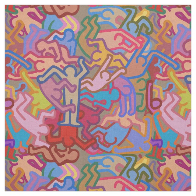 Haring Inspiriert Chaos Stoff (Muster)
