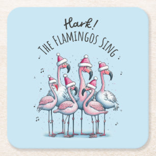 Hark The Flamingos Sing Rechteckiger Pappuntersetzer