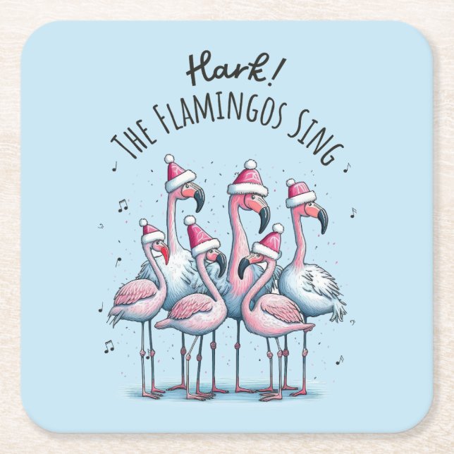 Hark The Flamingos Sing Rechteckiger Pappuntersetzer (Vorderseite)