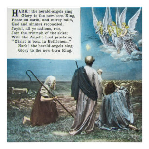 Hark The Herald Angels Sing Vintage Weihnachten Fotodruck