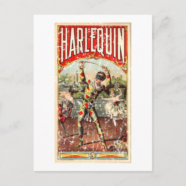 Harlekin - abgenutzt postkarte (Vorderseite)