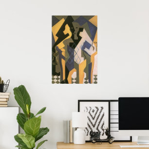 Harlekin an einem Tisch von Juan Gris, Vintage Kub Poster