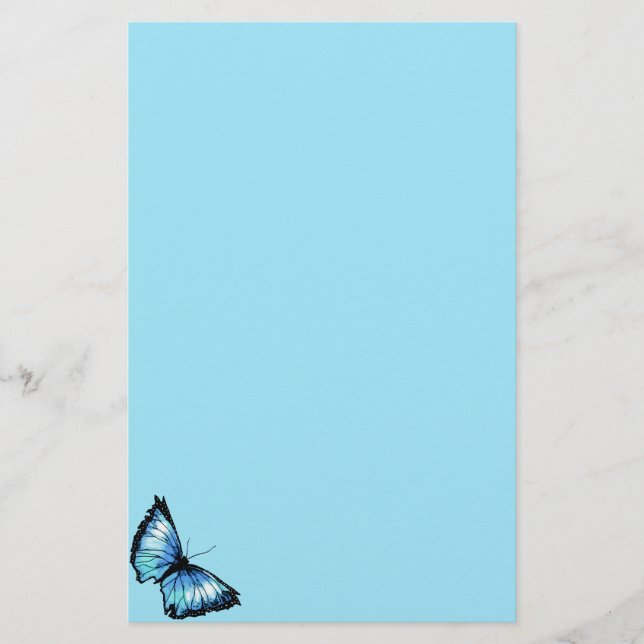 "Harlekin" (blauer Schmetterling) Briefpapier (Vorderseite)