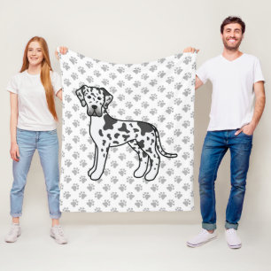 Harlekin Deutsche Dogge Süßer Cartoon-Hund & Pfote Fleecedecke