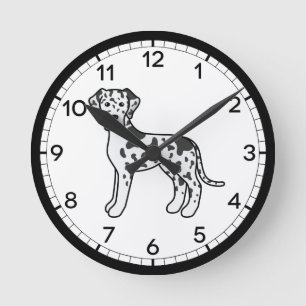 Harlekin Dogge Cartoon-Hund-Illustration Runde Wanduhr