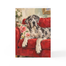 Harlekin Dogge Grußkarte | Dogge