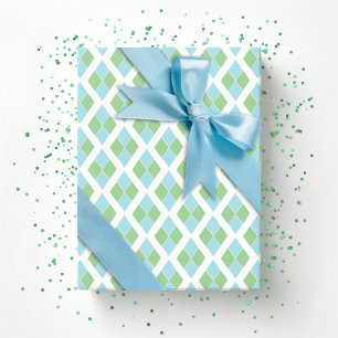 Harlekin-Gitter in Grün und Aqua Geschenkpapier