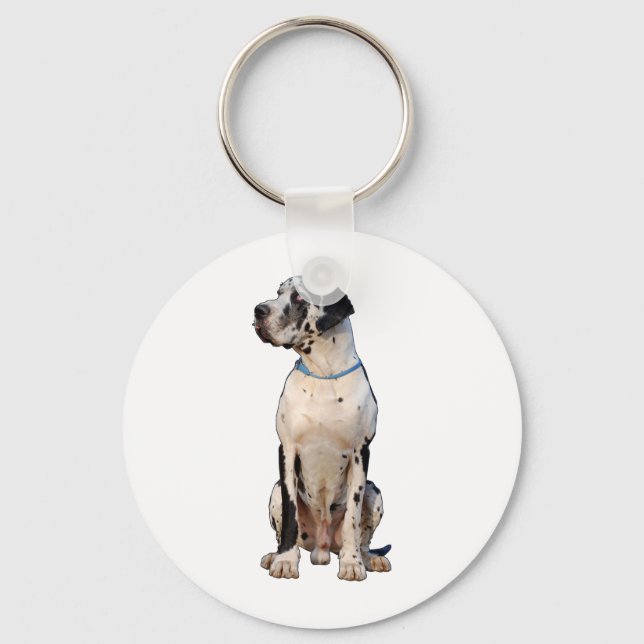 Harlekin Great Dane Schlüsselanhänger (Vorderseite)