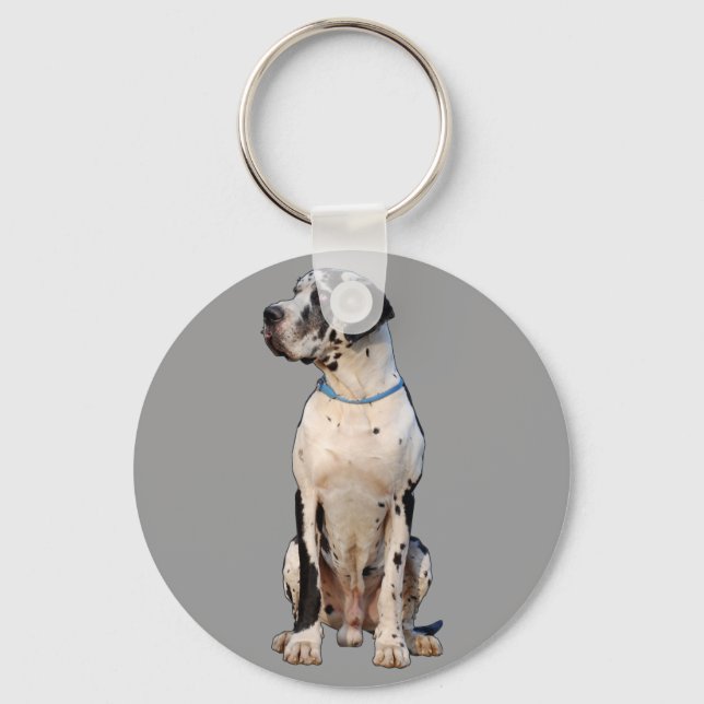 Harlekin Great Dane Schlüsselanhänger (Vorderseite)
