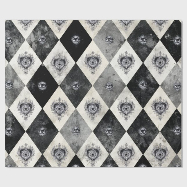 Harlekin mit Allsehende-Augen-Geschenkpapier Geschenkpapier (Flach)