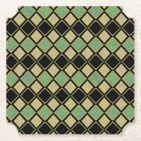 Harlekin-Muster in Gold, Grün und Schwarz
