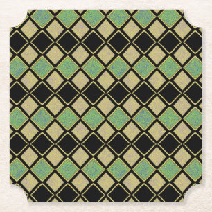 Harlekin-Muster in Gold, Grün und Schwarz  Untersetzer
